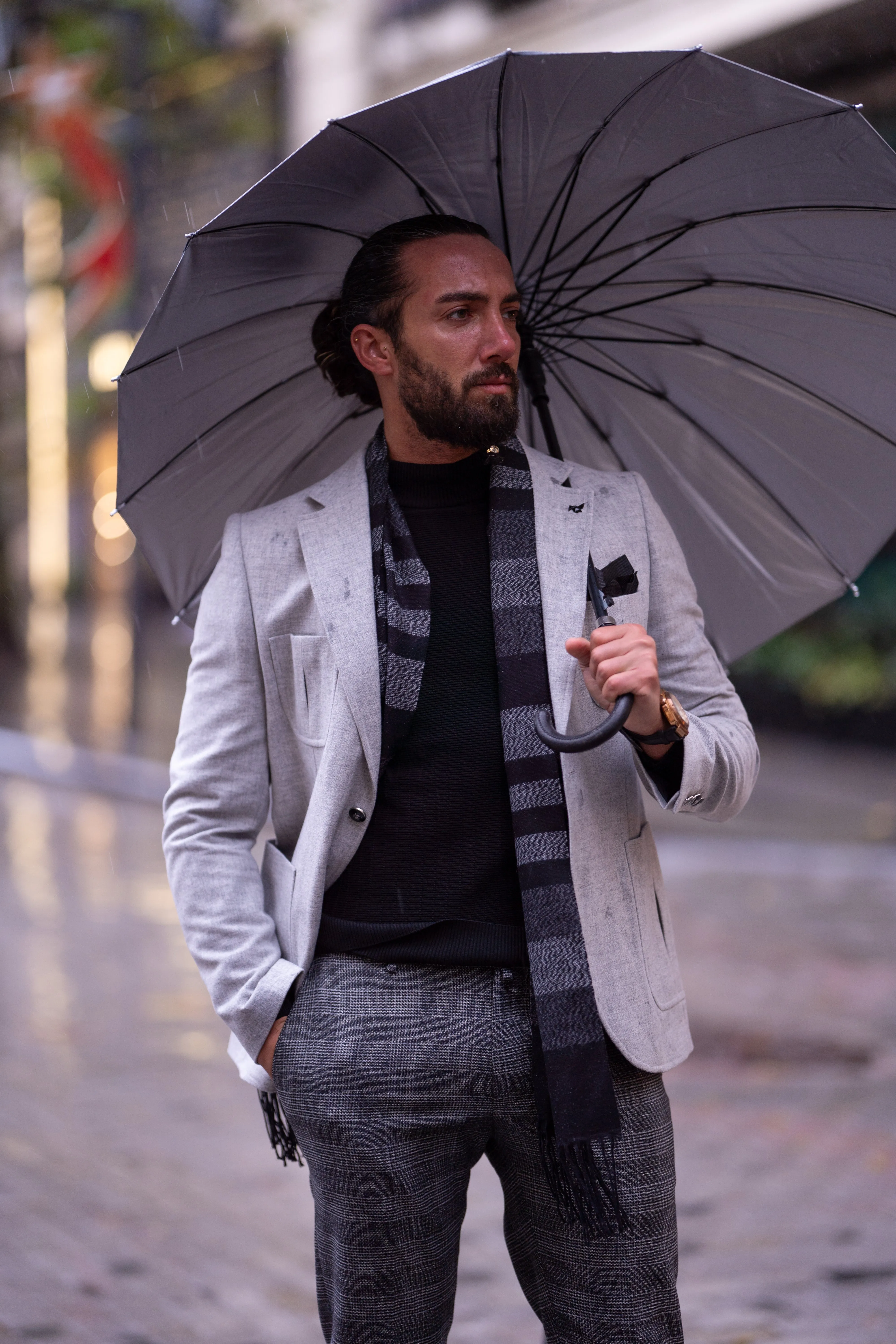 Brabion Liam Gray Slim Fit Notch Lapel Blazer - Versatile Tailored Jacket