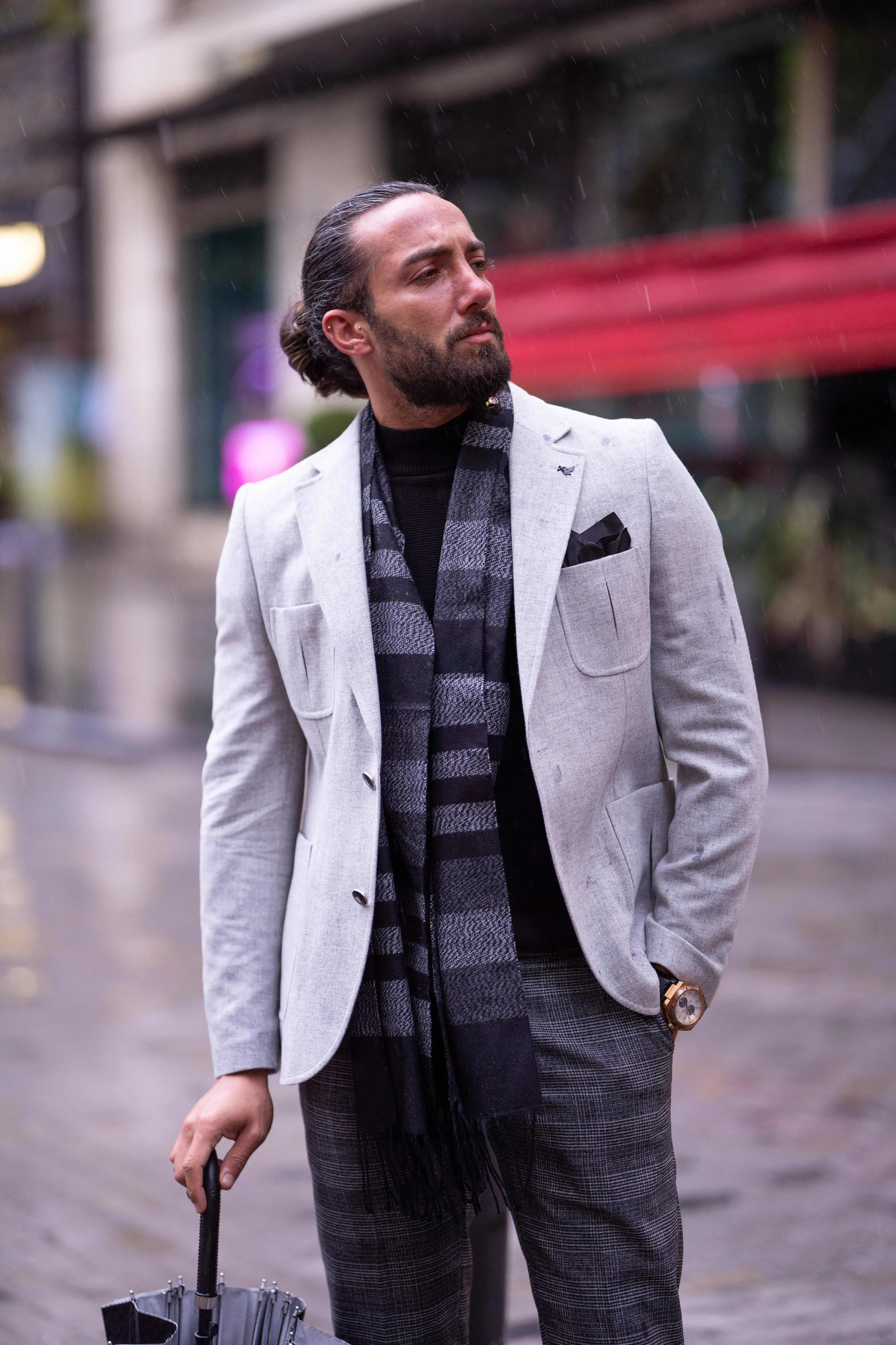 Brabion Liam Gray Slim Fit Notch Lapel Blazer - Versatile Tailored Jacket