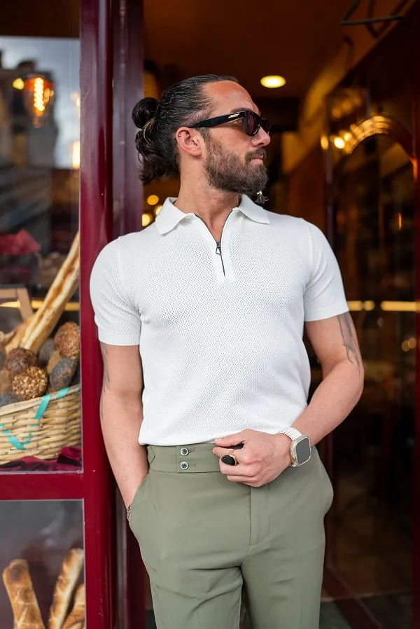 Brabion Sorento White Zip Polo Shirt