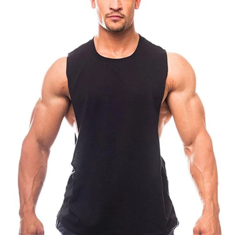 Brand Just Gym Clothing Fitness Men Sides Cut Off T-shirts  Workout Sleeveless Vest