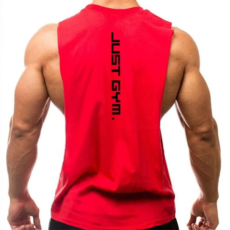 Brand Just Gym Clothing Fitness Men Sides Cut Off T-shirts  Workout Sleeveless Vest