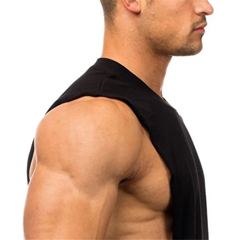Brand Just Gym Clothing Fitness Men Sides Cut Off T-shirts  Workout Sleeveless Vest