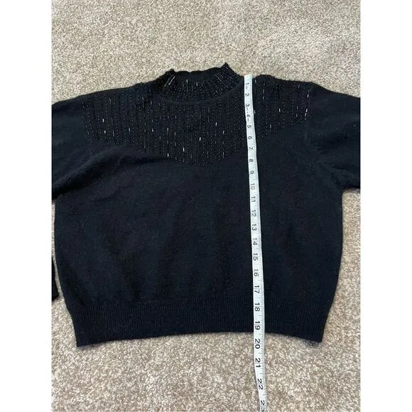 Britches of Georgetowne lambs wool Blend cropped Sweater black mock neck Size L