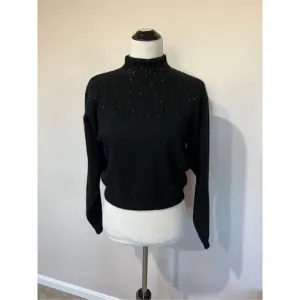 Britches of Georgetowne lambs wool Blend cropped Sweater black mock neck Size L
