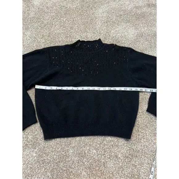 Britches of Georgetowne lambs wool Blend cropped Sweater black mock neck Size L