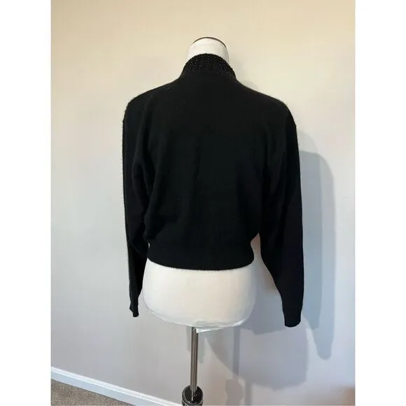 Britches of Georgetowne lambs wool Blend cropped Sweater black mock neck Size L