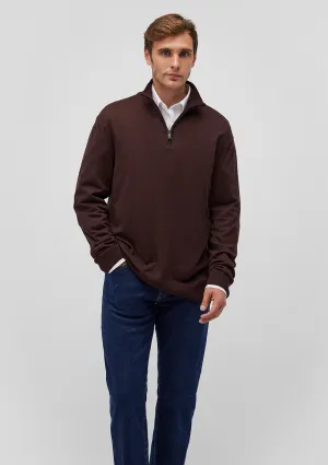 Brown Half-Zip Cashmere Blend Sweater