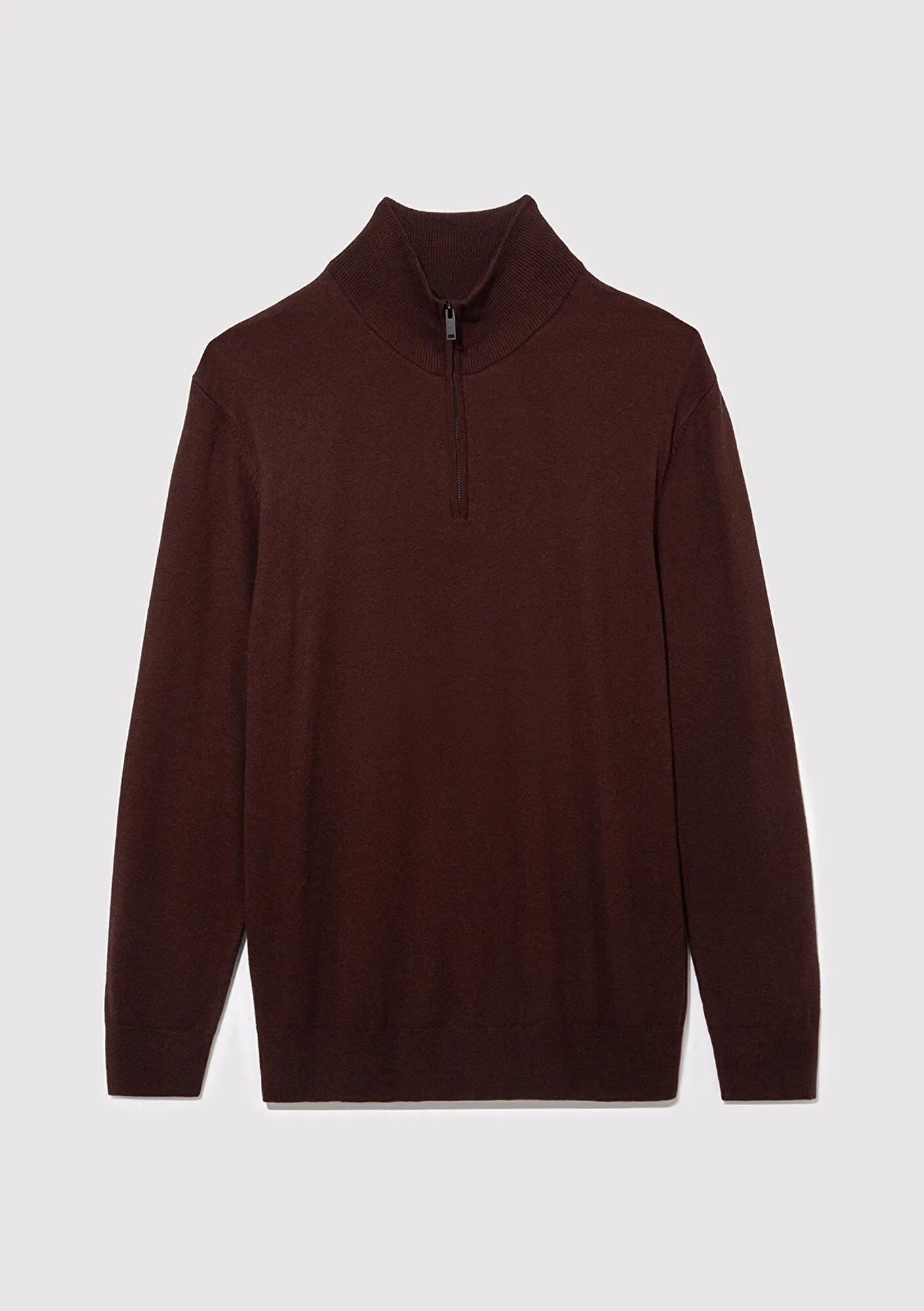 Brown Half-Zip Cashmere Blend Sweater