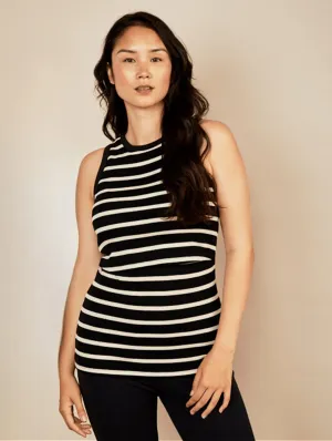 Bshirt Nursing Cotton Rib Racer Vest | Black Stripe