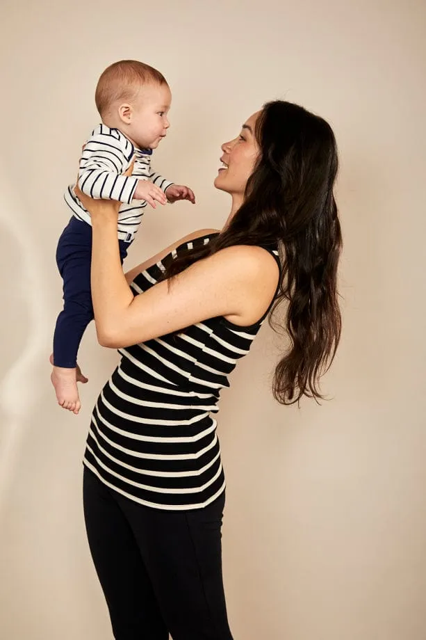 Bshirt Nursing Cotton Rib Racer Vest | Black Stripe