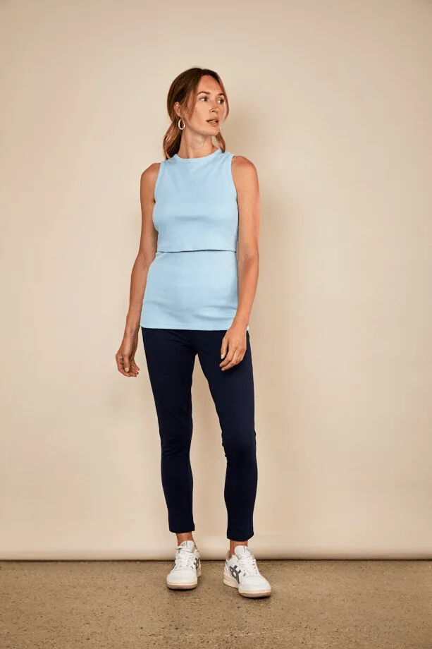 Bshirt Nursing Cotton Rib Racer Vest | Ice Blue