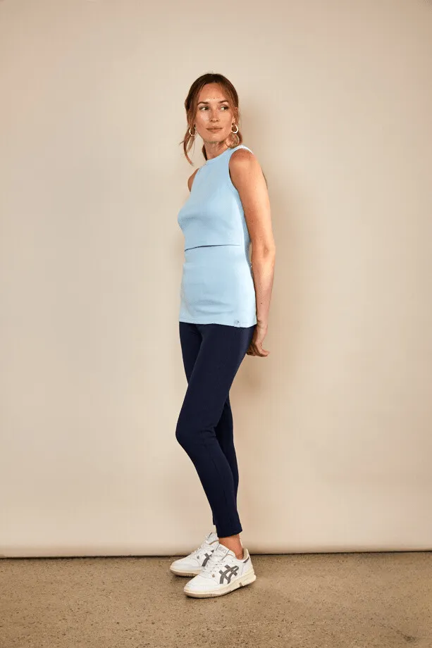 Bshirt Nursing Cotton Rib Racer Vest | Ice Blue