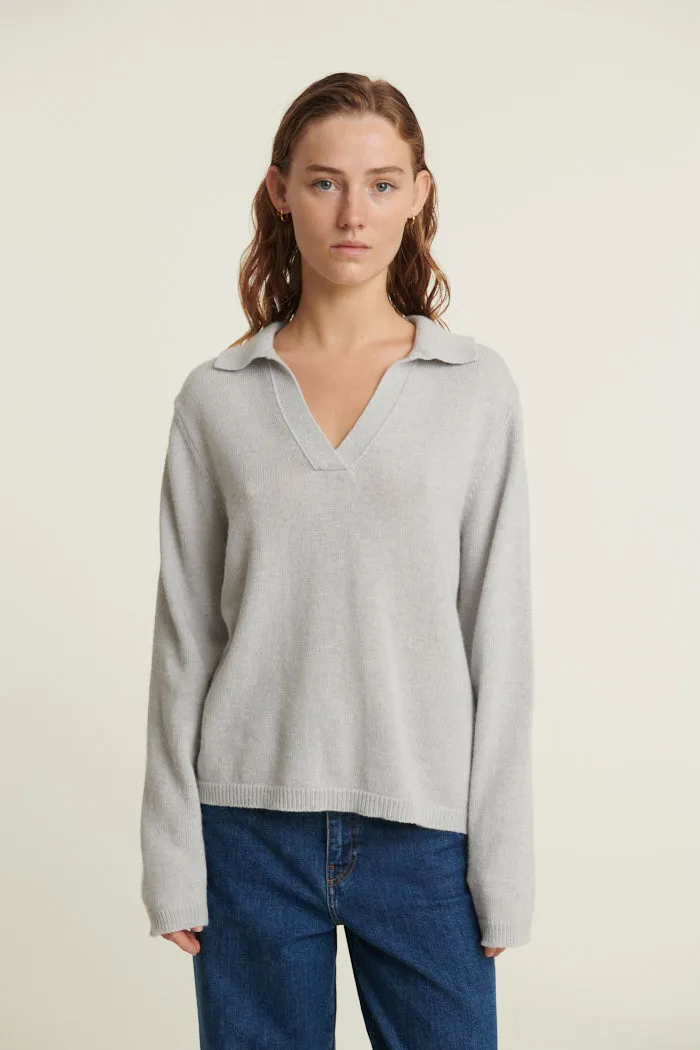 Cady Polo Sweater - Grey Mel.