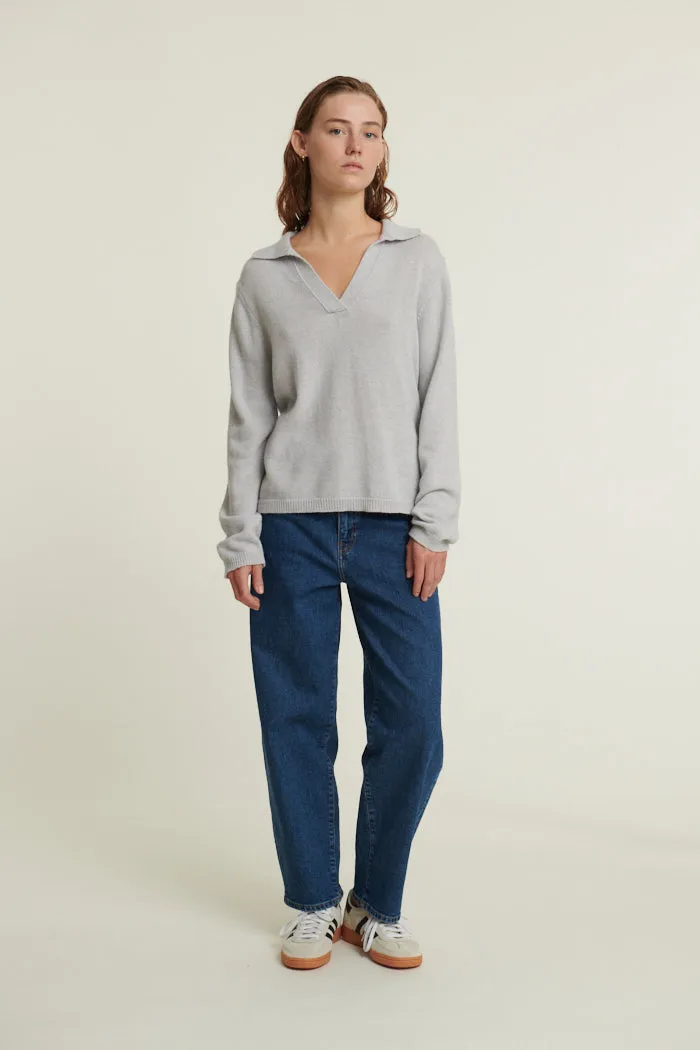 Cady Polo Sweater - Grey Mel.