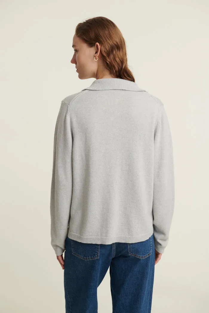 Cady Polo Sweater - Grey Mel.