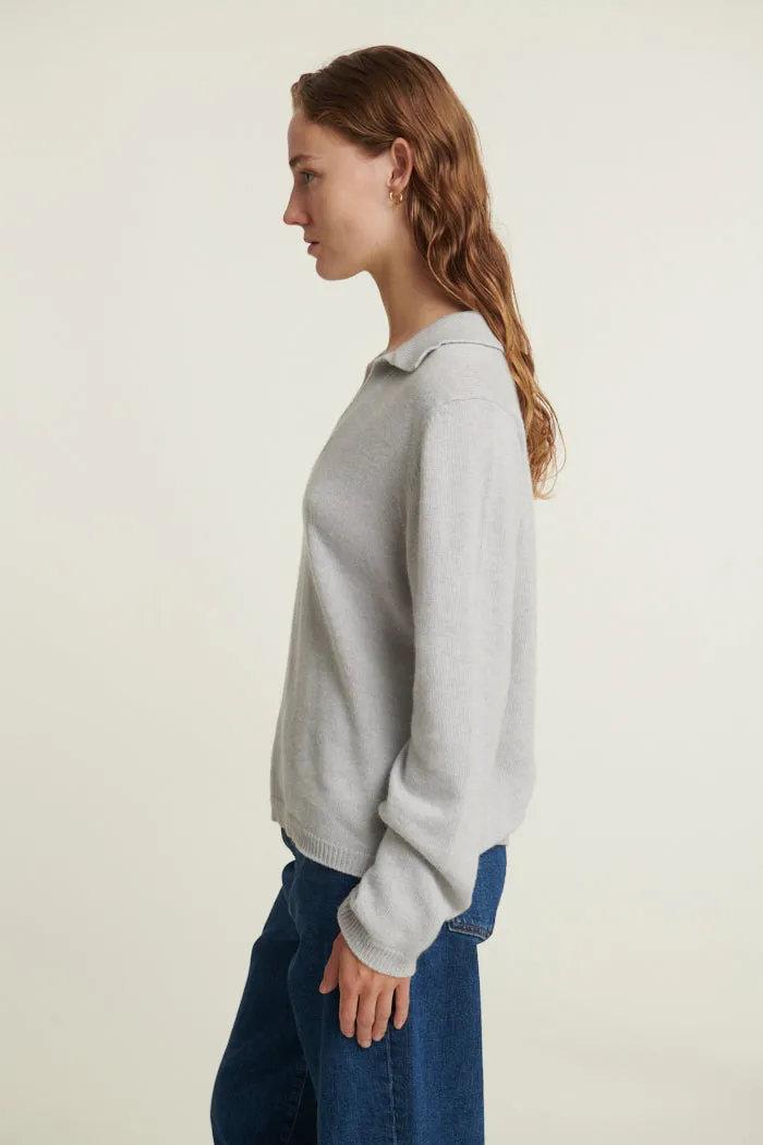 Cady Polo Sweater - Grey Mel.