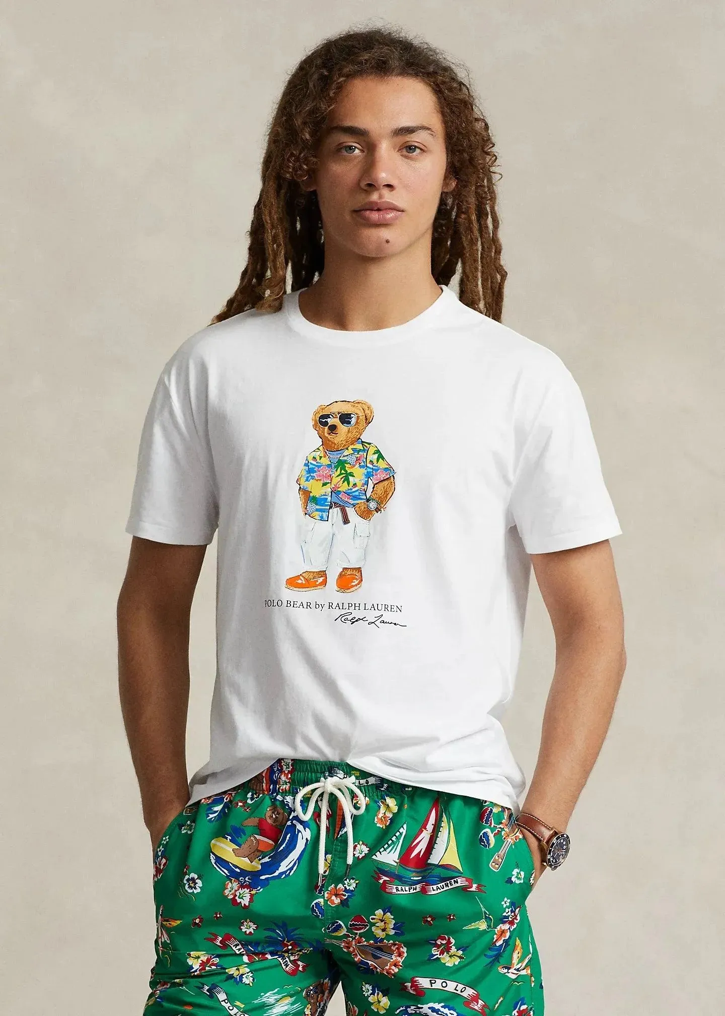 Camiseta Polo Ralph Lauren Polo Bear Classic Slim Fit White Beach Club