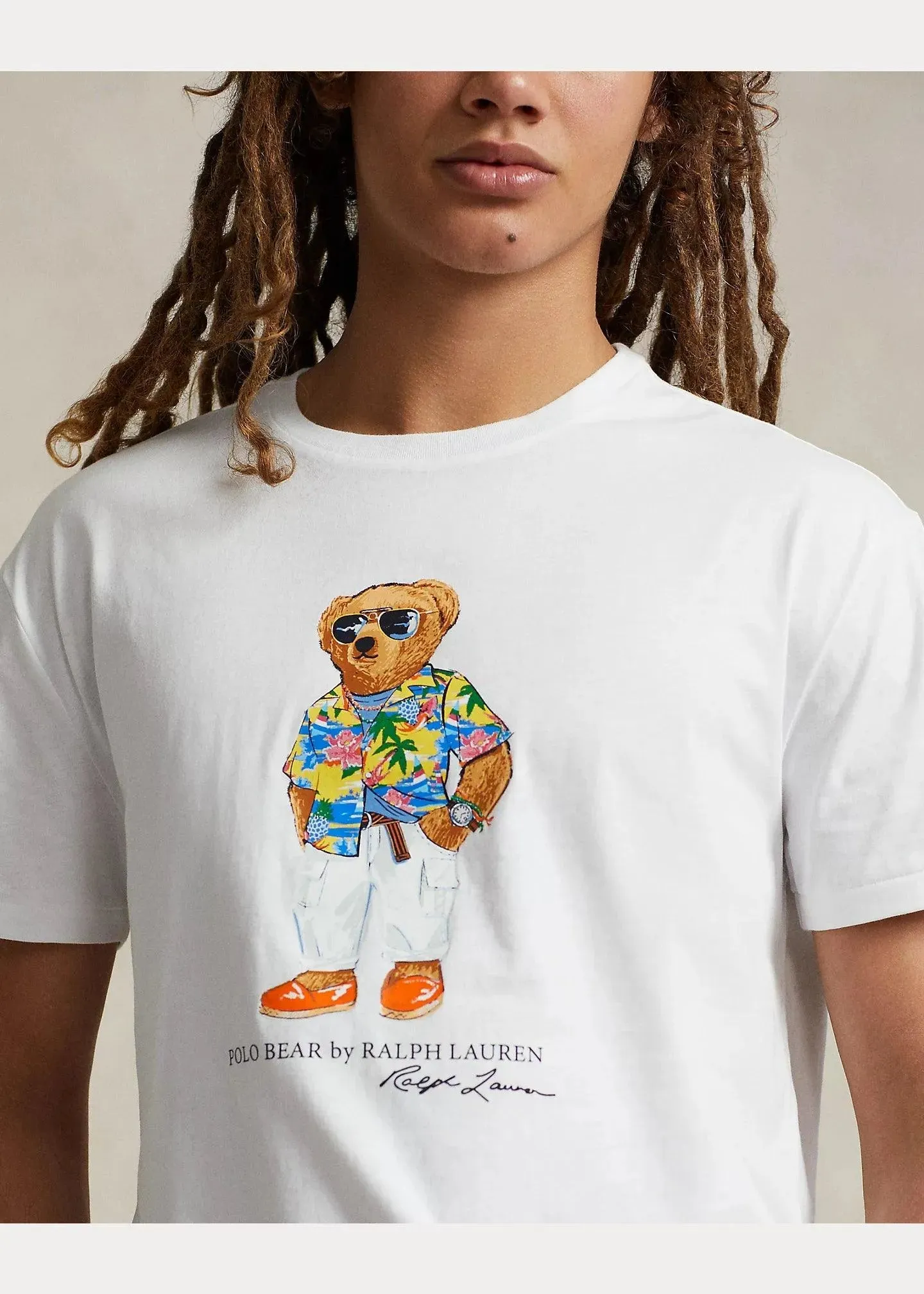 Camiseta Polo Ralph Lauren Polo Bear Classic Slim Fit White Beach Club