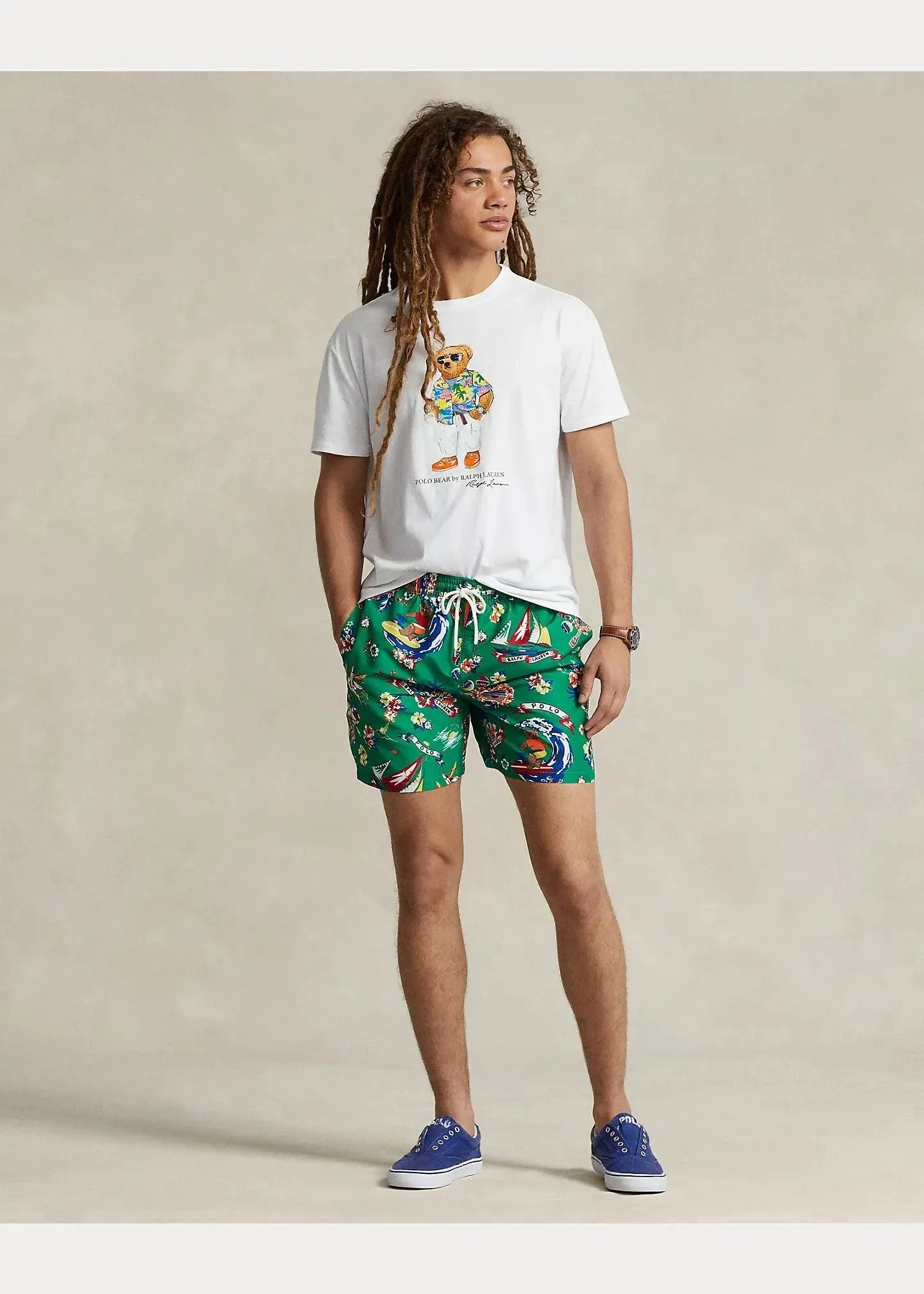 Camiseta Polo Ralph Lauren Polo Bear Classic Slim Fit White Beach Club