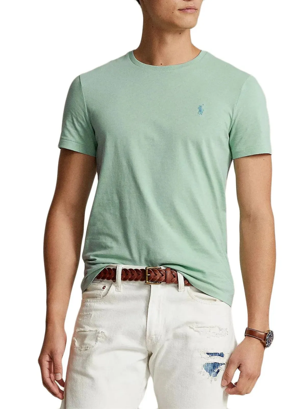 Camiseta Polo Ralph Lauren Verde Celadon de Punto Custom Slim Fit