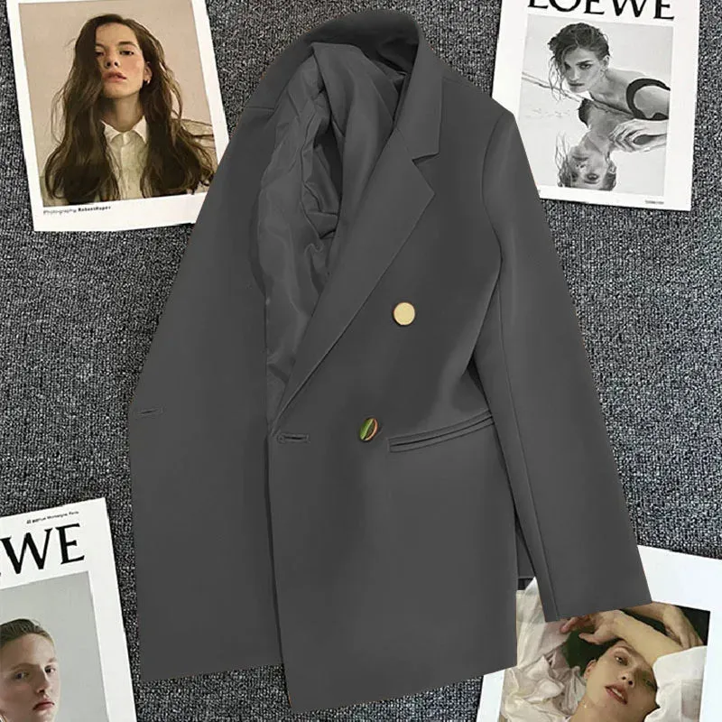 Candy Color OL™ | Women's Double-Breasted Blazer | Notched Lapel, Long Sleeve, Slim Fit with Metal Buttons & Pockets