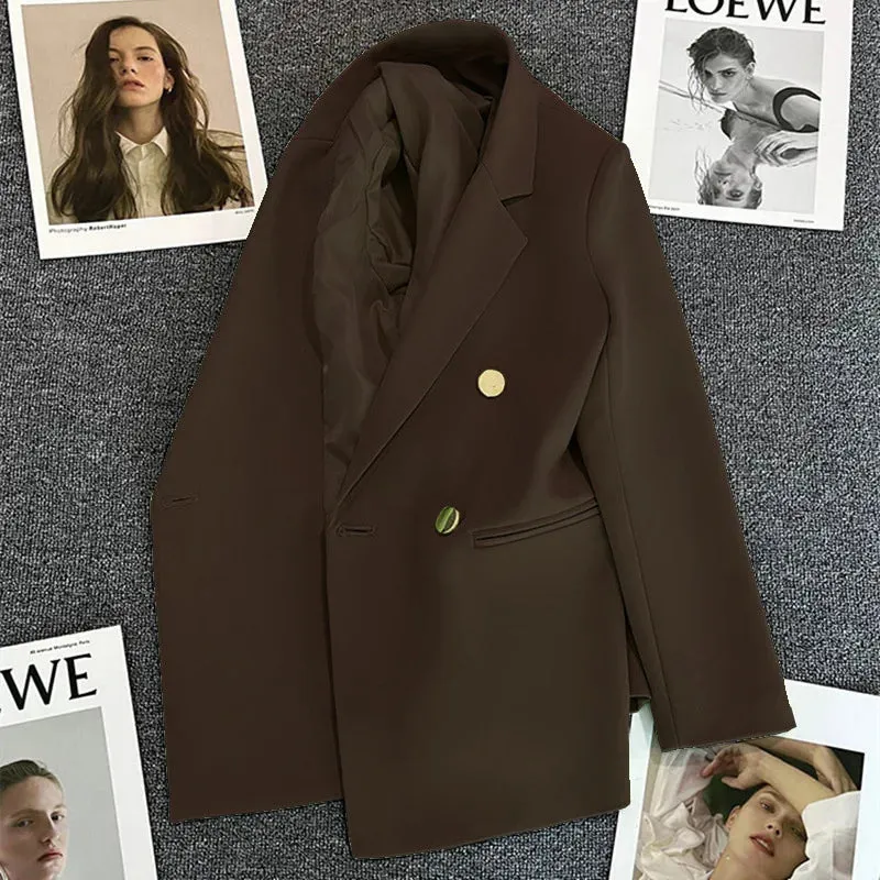 Candy Color OL™ | Women's Double-Breasted Blazer | Notched Lapel, Long Sleeve, Slim Fit with Metal Buttons & Pockets