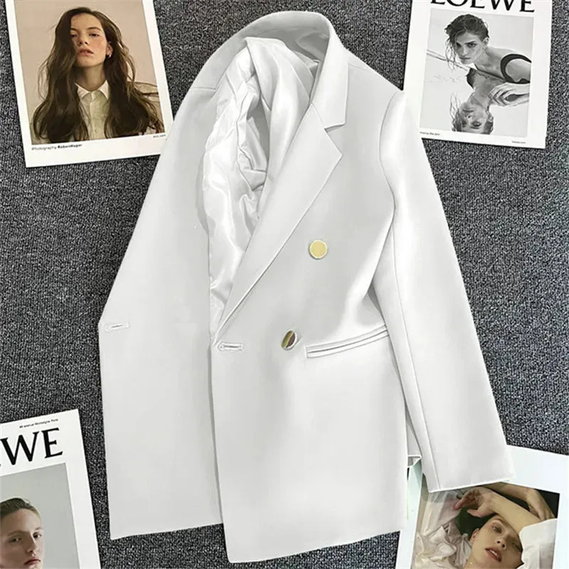 Candy Color OL™ | Women's Double-Breasted Blazer | Notched Lapel, Long Sleeve, Slim Fit with Metal Buttons & Pockets