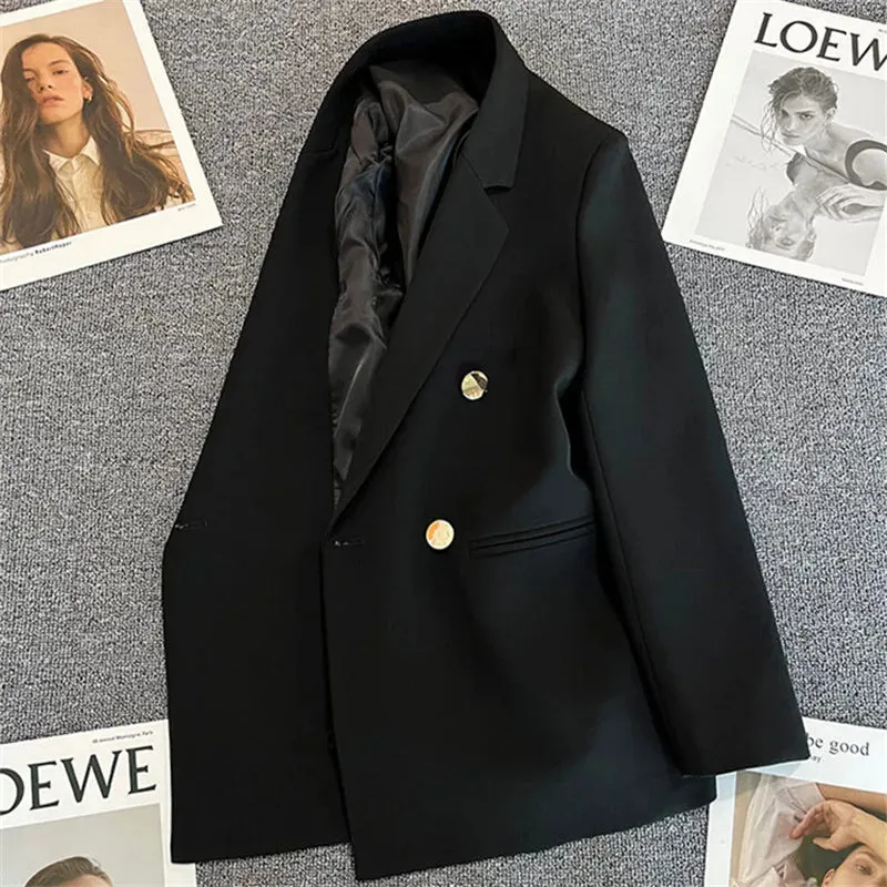 Candy Color OL™ | Women's Double-Breasted Blazer | Notched Lapel, Long Sleeve, Slim Fit with Metal Buttons & Pockets