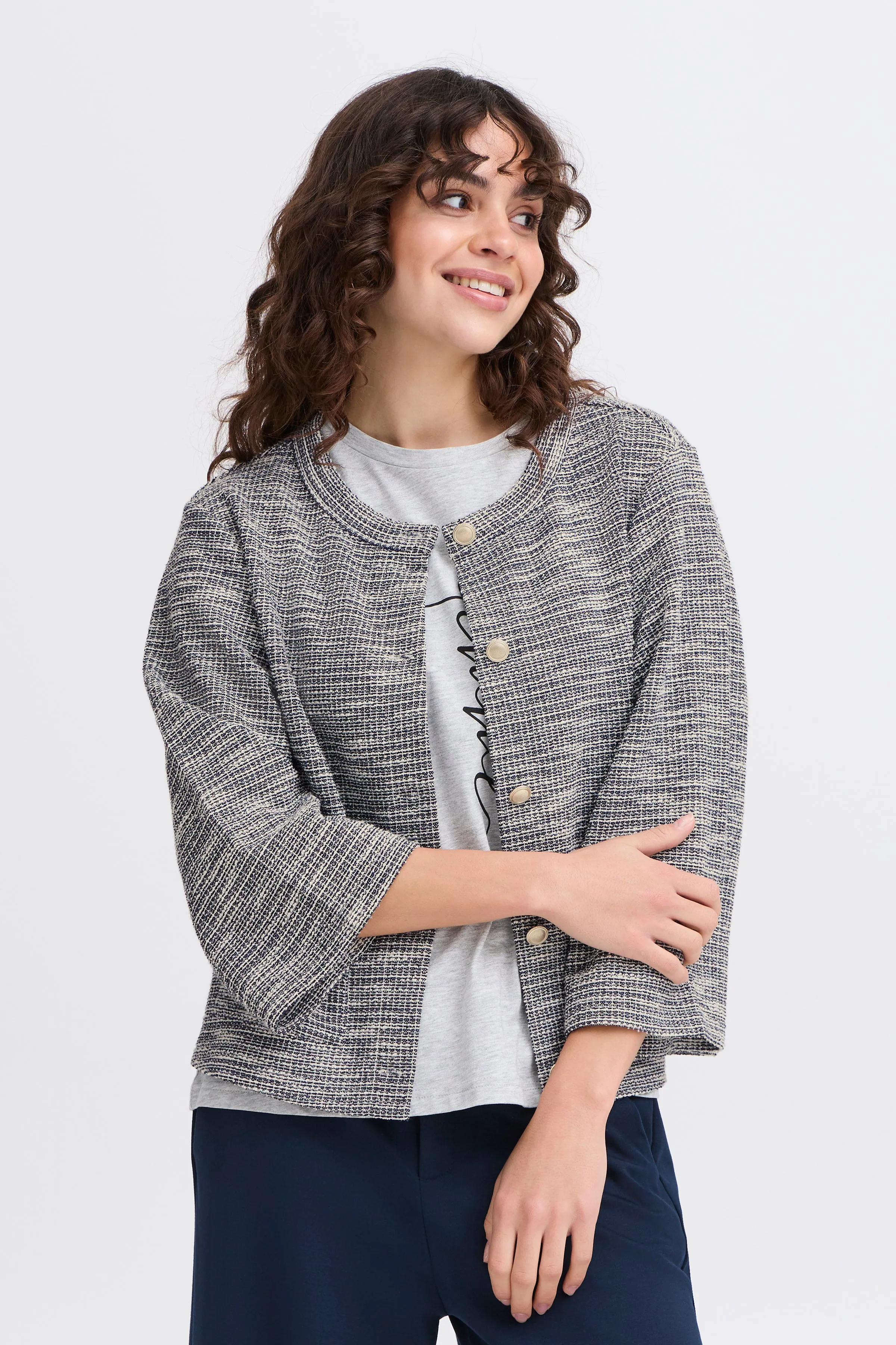 Carilina Cardigan | Navy Blazer Mix