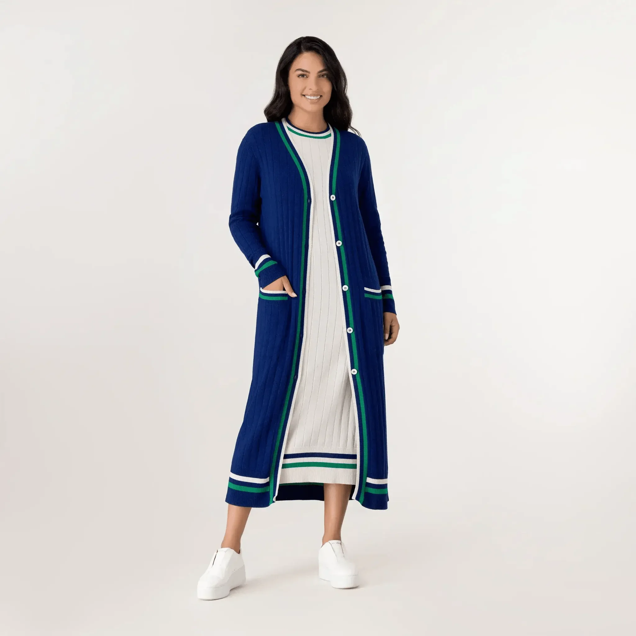 Cashmere Longline Cardigan - SEASONAL BLUE