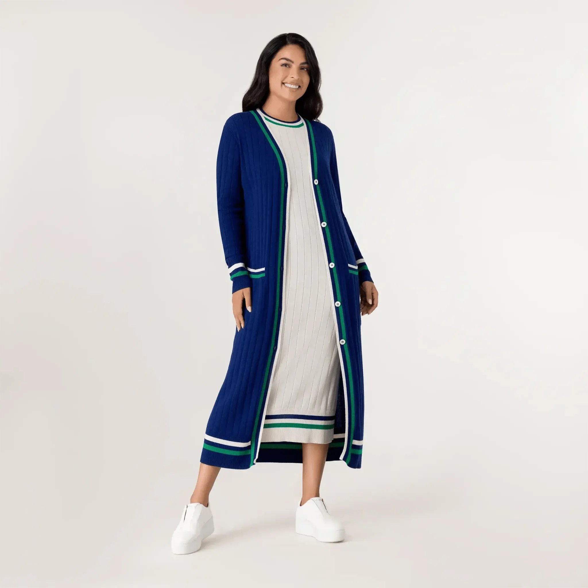 Cashmere Longline Cardigan - SEASONAL BLUE