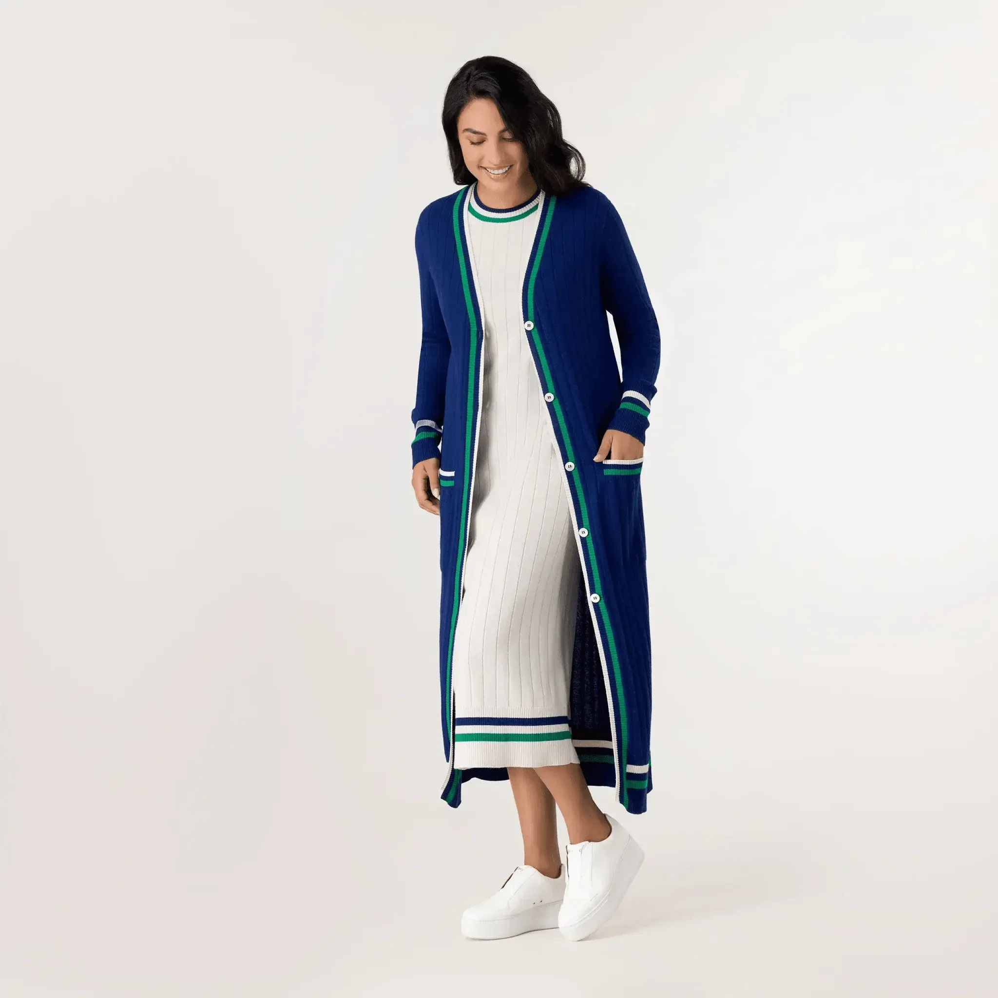 Cashmere Longline Cardigan - SEASONAL BLUE