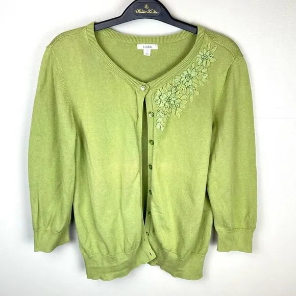Caslon Cardigan Set of 2 Pink &amp; Green Cotton Blend Large