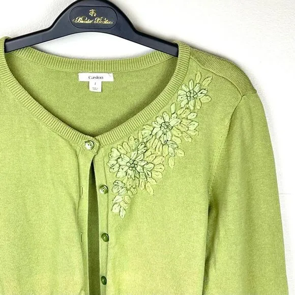 Caslon Cardigan Set of 2 Pink &amp; Green Cotton Blend Large