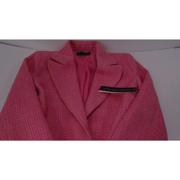 Central Park West Tweed Single Breast Blazer PInk Beige XS NWT 298