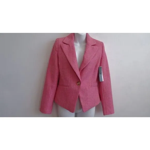 Central Park West Tweed Single Breast Blazer PInk Beige XS NWT 298
