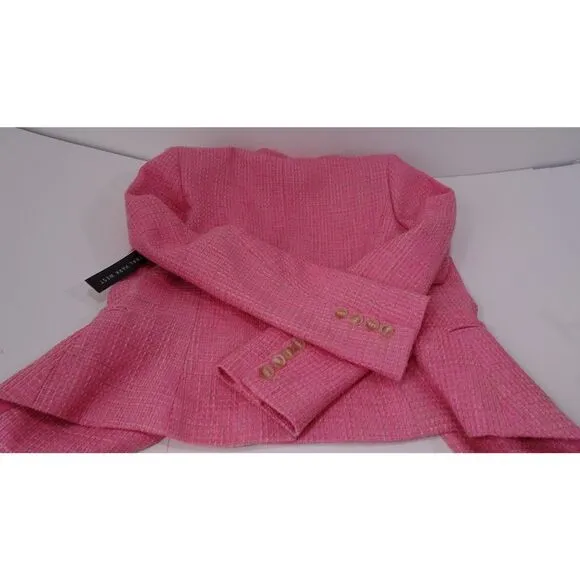 Central Park West Tweed Single Breast Blazer PInk Beige XS NWT 298