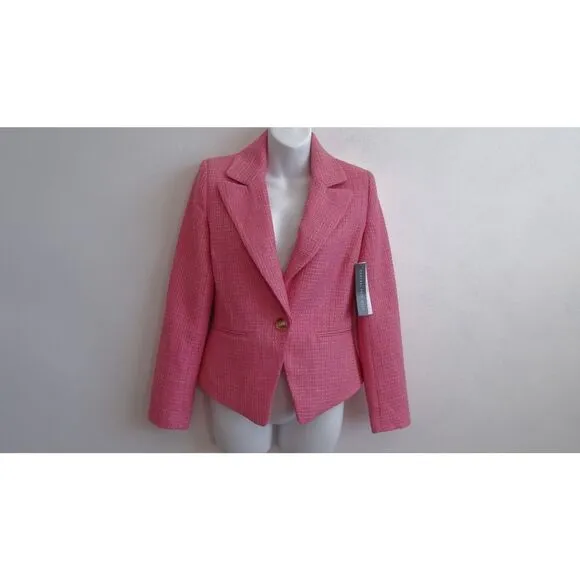 Central Park West Tweed Single Breast Blazer PInk Beige XS NWT 298