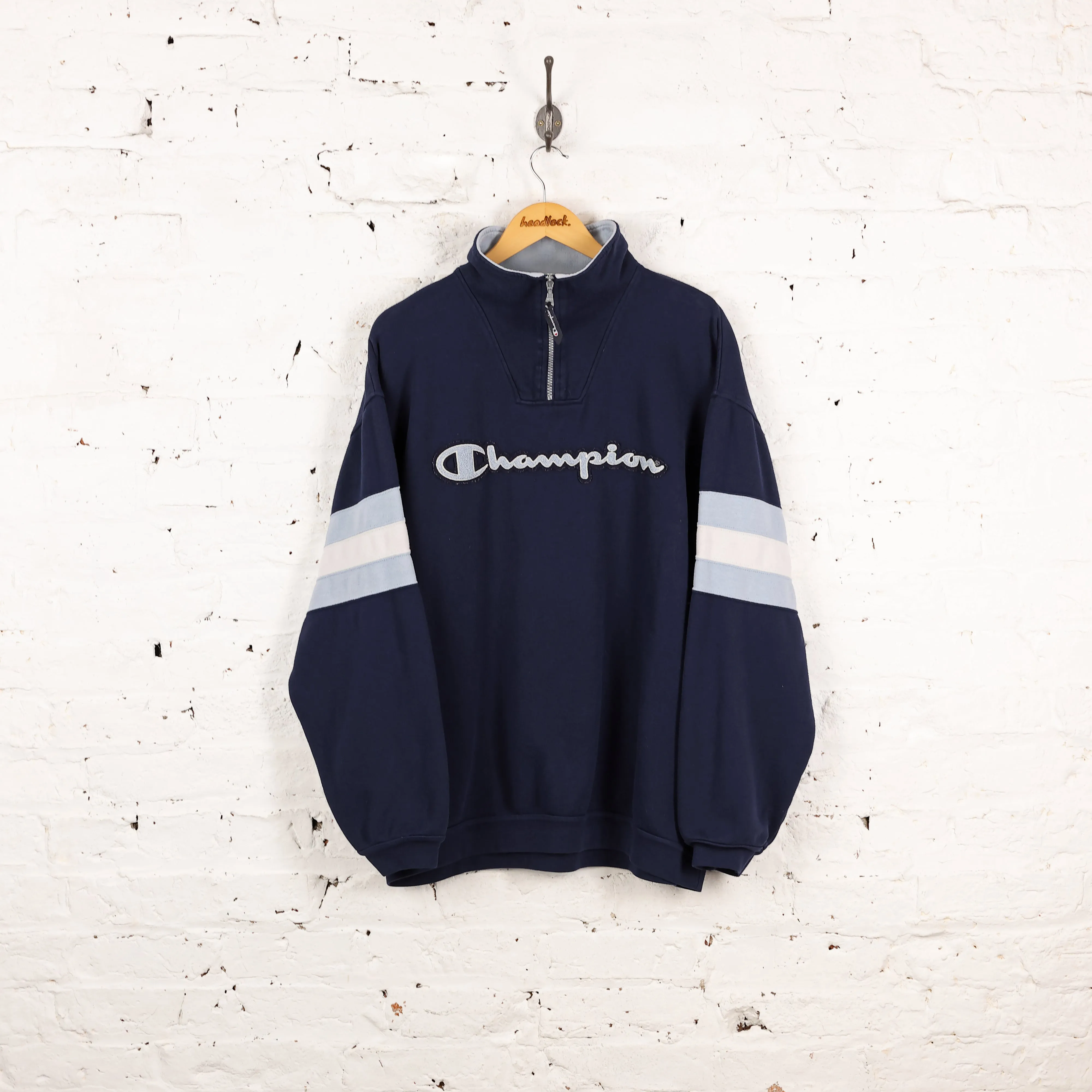 Champion 90s 1/4 Zip Sweatshirt - Blue - L