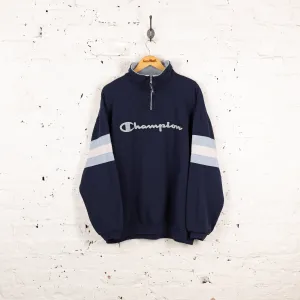 Champion 90s 1/4 Zip Sweatshirt - Blue - L