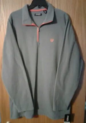 Chaps Men fleece Sweatshirt Mock Neck Quarter Zip-Gray