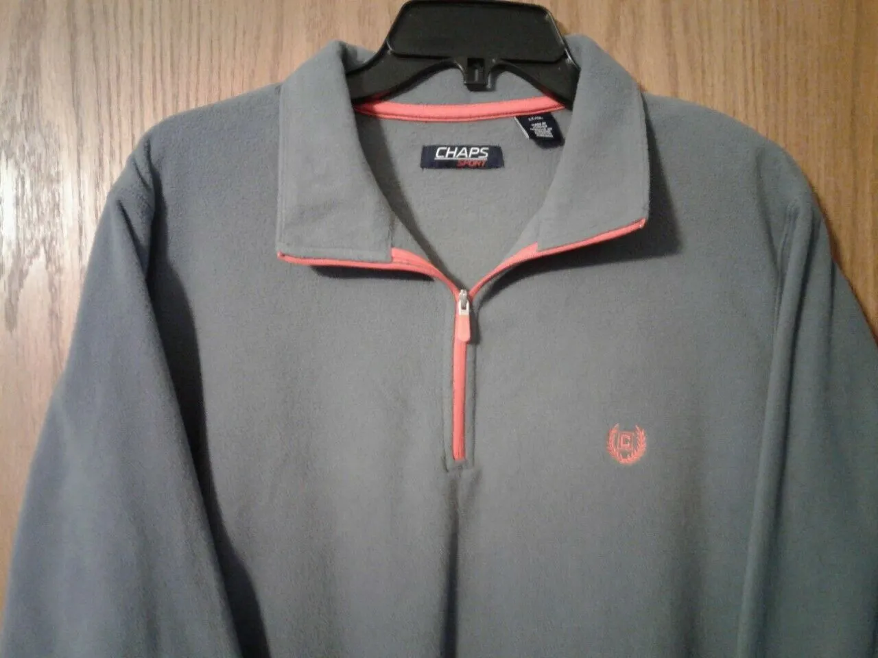 Chaps Men fleece Sweatshirt Mock Neck Quarter Zip-Gray