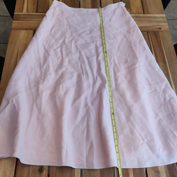 Chaps Women's Linen Two Piece Set Skirt Suit Blazer Coat Skirt Size 8 Pink.
