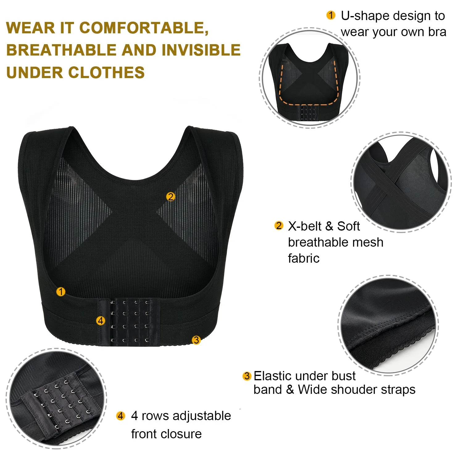 Chest up shapewear for women back posture corrector