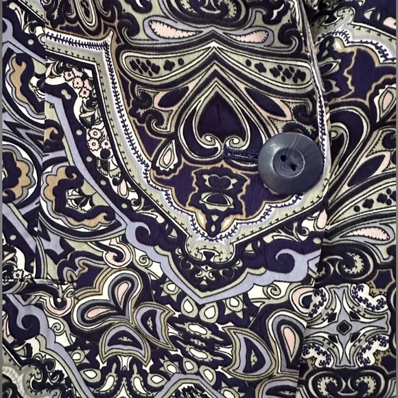 Chicos Blazer, Paisley Purple Women's Size Medium, Button up Jacket, Lined