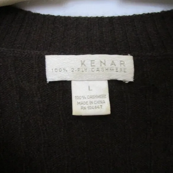 Chocolate CASHMERE Cable Pullover Knit Sweater Open Neck Cuddly