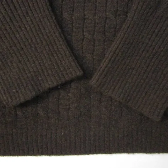 Chocolate CASHMERE Cable Pullover Knit Sweater Open Neck Cuddly