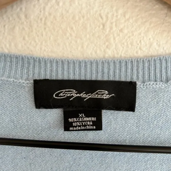 Christopher Fischer Sweater Blue Cashmere Blend Pullover Classic Preppy