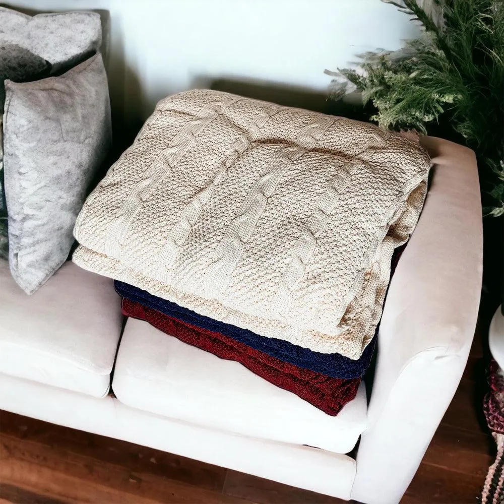 Claret Knit Sweater Throw Blanket