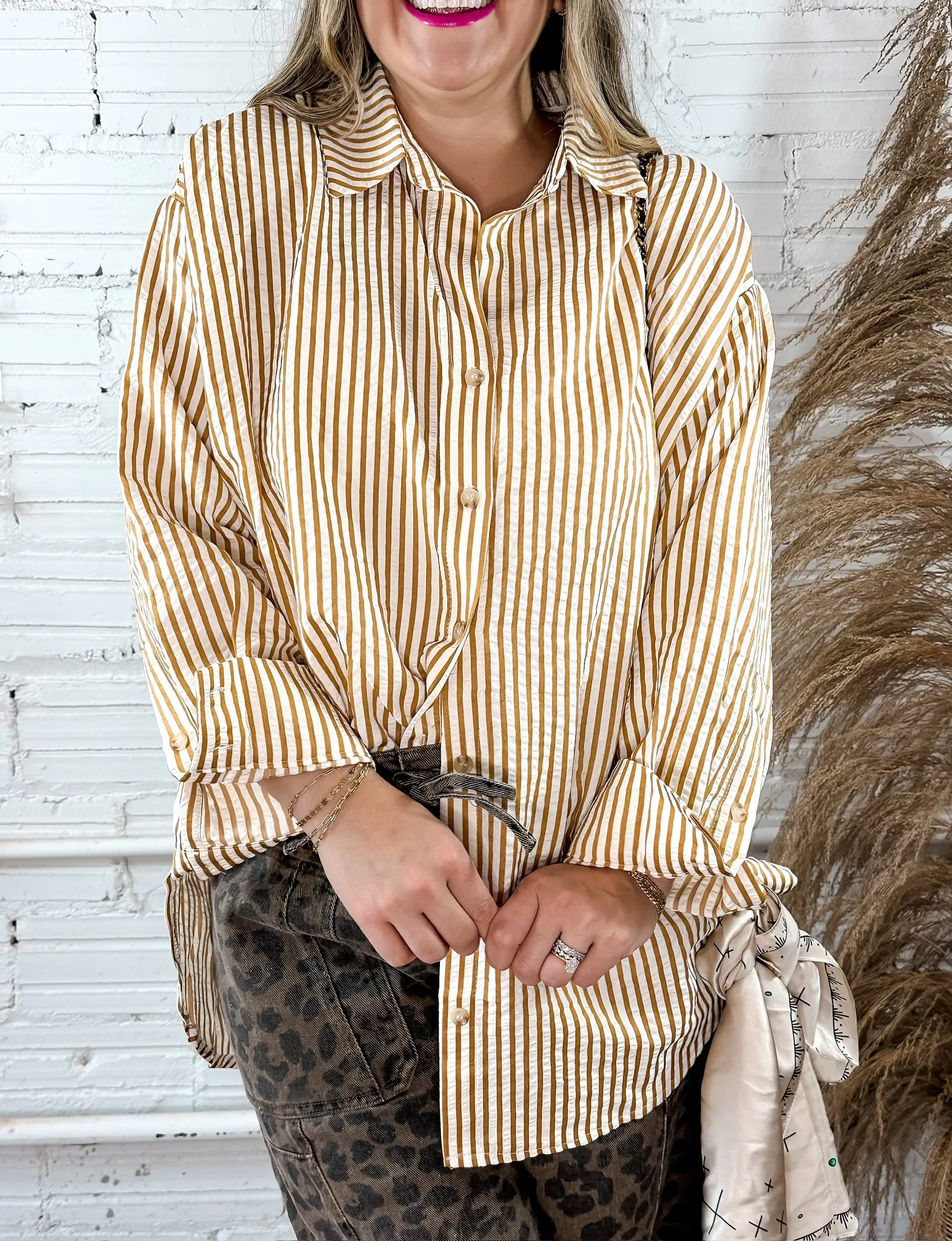 Classic Striped Button Down - Honey
